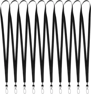 Produktbild von Famanu Schlüsselbänder Nylon mit drehbarem Metallclip - Schwarz, 10er Set