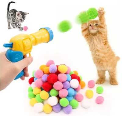 Katzenspielzeug: 100 Filzbälle + 2 Ballwerfer, Plüsch, interaktiv