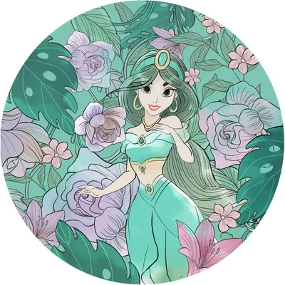 Image de Disney papier peint rond autocollant Jasmin Alladin vert menthe et violet - 611719 - Ø 125 cm
