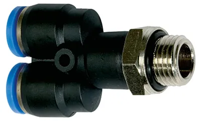 Produktbild von Riegler Y-Steckverschraubung »Blaue Serie«, drehbar, G 1/2 außen, Ø 8 mm