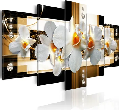 Produktbild von Leinwandbilder 200x100 cm b-A-0099-b-o Vlies Leinwandbild 5 tlg Kunstdruck modern Wandbilder XXL Wanddekoration Design Wand Bild ABSTRAKT BLUMEN ORCHIDEE