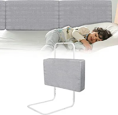 Produktbild von YARDIN Kinderbettgitter Bettschutzgitter,Rausfallschutz Bett für Kinder 100cm,Höhenverstellbar Bettgitter für Kinderbetten,Elternbetten und Alle Matratzen Massivholzbetten(Grau)