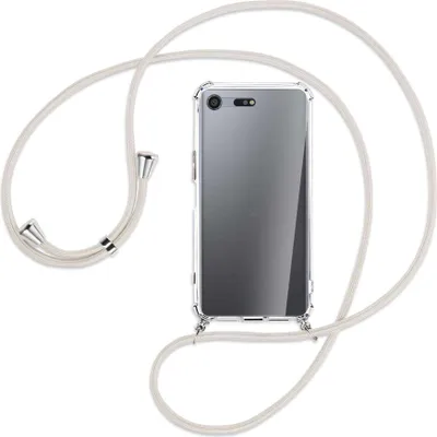 Produktbild von Handykette Backcover-Schutzhülle mit Band (Metall silberfarben) für Sony Xperia XZ Premium - broken white