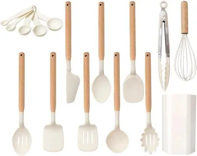 Obrázek produktu pro Silikonové kuchyňské náčiní – sada kuchyňského náčiní – bez BPA – lze zavěsit – sada kuchyňského náčiní s držákem – vysoká kvalita – tepelně odolné – silikon – kuchyňské náčiní na vaření