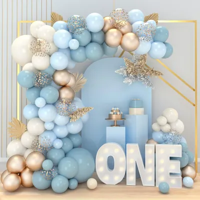 Immagine prodotto di Ghirlande di palloncini blu e oro, 98 pezzi, per decorazioni di compleanno e feste per bambini