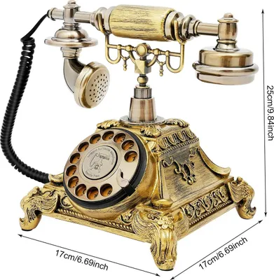 Zdjęcie produktu dla Telefon w stylu retro – telefon z tarczą numerową i przewodem – funkcja ponownego wybierania – czysty dźwięk – żywica i stop cynku – kolor brązowy