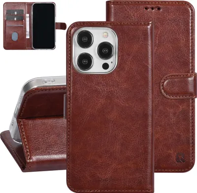 Produktbild von UNIQ Accessory iPhone 15 Pro Book type case - Card holder for 3 cards - Magnetic closure - Brown