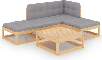 Produktbild von vidaXL 5-tlg. Garten-Lounge-Set mit Kissen Kiefer Massivholz