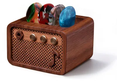 Imagen del producto de Púa de guitarra soporte para púas de guitarra - Madera - Madera de nogal - Compacto y portátil - Para guitarristas