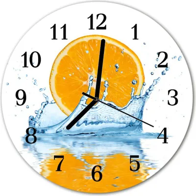 Produktbild von Glasuhr Wanduhr Küchenuhr Echt-Glas 30fi cm Orange Wasser orange