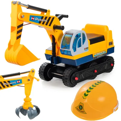 Produktbild von Lebula Rutschauto, Schiebewagen, Lauflernwagen, Bagger, Radlader 3-in-1, 2 Greifer + Kasse