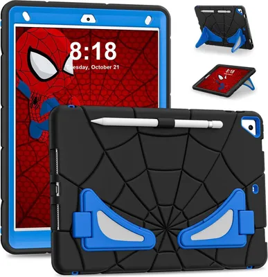 Obrázek produktu pro Ochranný obal pro iPad 10.2 2021/2020/2019, iPad 9th/8th/7th Gen, robustní nárazuvzdorný stojan pro děti chlapce černé modré
