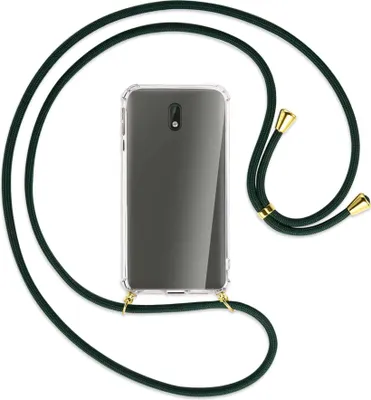 Produktbild von Handykette Backcover-Schutzhülle mit Band (Metall goldfarben) für Nokia 3 - dunkelgrün