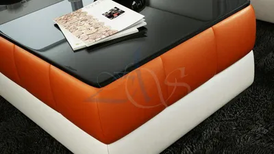 Obrázok produktu pre Designer Couchtisch Polster Tisch Leder Glas Moderner Tische Glastische #SB26