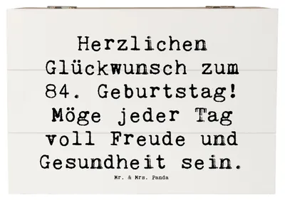 Produktbild von Mr. & Mrs. Panda Box Spruch 84. Geburtstag 22 x 15 cm - Weiß - Geschenk, großartige Erinnerungen, besonderen Tag feiern, Schatzkiste, 84 Jahre, Geburtstagsfeier, Alter