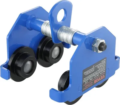 Produktbild von Manueller Laufkatze, 1100 lbs/0,5 Tonnen Tragfähigkeit Schubbalken-Laufkatze mit Doppelrädern, einstellbar für I-Träger-Flanschbreite 63,5-139,7 mm, Hochleistungs-Garagenhebezeug aus legiertem Stahl für gerade und gebogene I-Träger