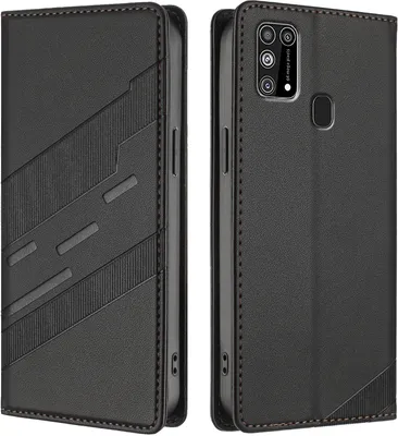 Image de Etui pour Samsung Galaxy M31, étui en cuirPolyuréthaneavec fente pour cartes et fonction stand Schwarz