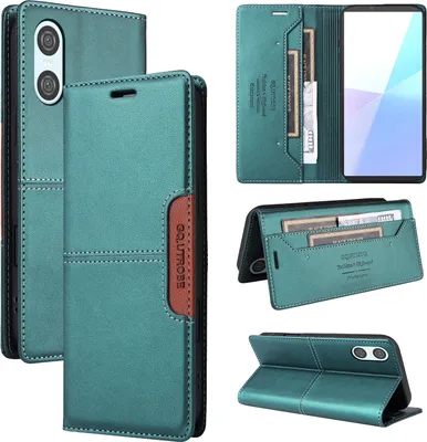 Produktbild von Handyhülle für Sony Xperia 10 VI Hülle, Leder Flip Wallet Kartenfach Stand Schutzhülle Grün