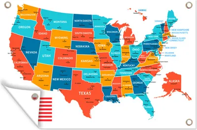 Obrázek produktu pro MuchoWow® Zahradní plakáty - Barevná mapa Ameriky - 80x120 cm - Zahradní dekorace