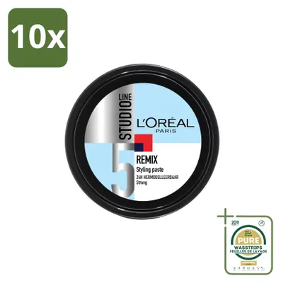 Produktbild von 10 x L'Oréal Paris Studio Line Remix Styling Paste - Starke Fixierung - 150 ml - Vorratspackung - 10 Stücke