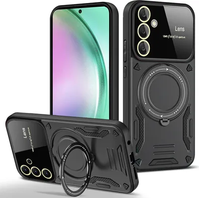 Produktbild von Rüstung Handyhülle für Samsung Galaxy A55 Dual-Layer Ringhalter Ständer Hülle Schwarz