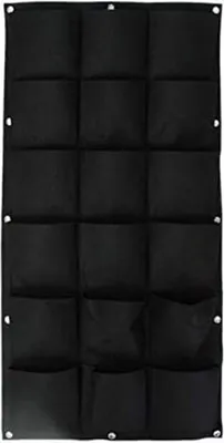 Image de 18 Pocket Vertical Wall Garden Jardinière, imperméable à l'eau respirante en feutre Tissu Tenture murale Sacs à plantes pour le jardinage intérieur extérieur Sacs à plantes - Noir