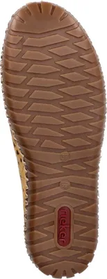 Produktbild von Rieker Damen Slipper Leder Mokassin Cutouts Lochmuster Stretch M2852, Größe:39 EU, Farbe:Gelb
