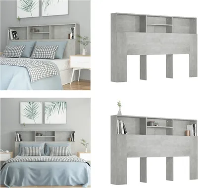 Obrázok produktu pre vidaXL Čelo postele s policami betónová sivá 160x19x103,5 cm - Skrinka na čelo postele - Skrinky na čelo postele - Skrinka na čelo postele