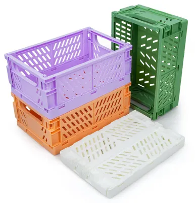 Produktbild von Aufbewahrungskörbe 4 Stück - Faltbar - Robuste Griffe - Multifunktional - Organisation für Schrank - 25 x 16 x 10 cm - Aufbewahrungsboxen