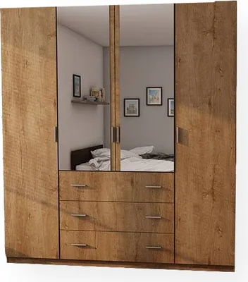Produktbild von Meblast | Kleiderschrank 200/220 cm, Lefkas-Eiche mit 2 Spiegeln, Premium-Beschläge | Raffiniert, Langlebig