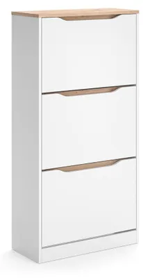 Productafbeelding van Schoenklaprek Vicco Ruben Wit/Artisanaal eiken 60.2 x 120 cm met 3 kantelbare compartimenten, Model 62903