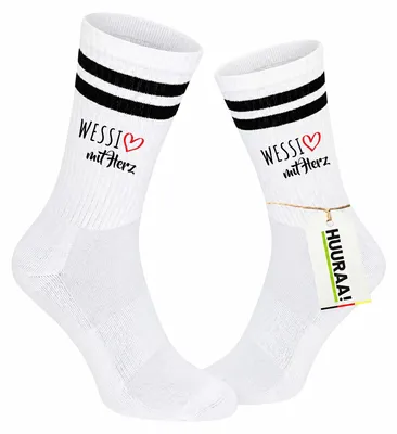Produktbild von Huuraa Uni Socken Wessi mit Herz 37/41 Black Baumwolle Tennissocken Geschenkidee