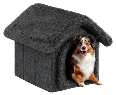Produktbild von Haustierhütte für Hunde und Katzen, Schwarz mit Grau, 55x60x60 cm