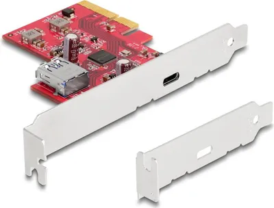 Produktbild von Delock PCI Express x4 Karte zu 1 x extern USB 10 Gbps USB Type-C Buchse + 1 x intern USB 10 Gbps Typ-A Buchse - Low Profile Formfaktor
