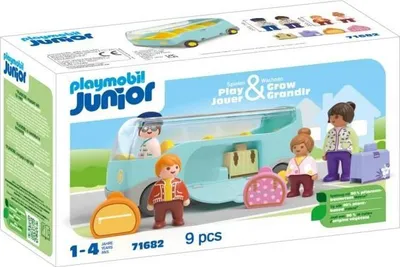 Image de Autocar de Voyage PLAYMOBIL Junior 71682, 12 mois et +, 4 Figurines, Compartiments à Bagages