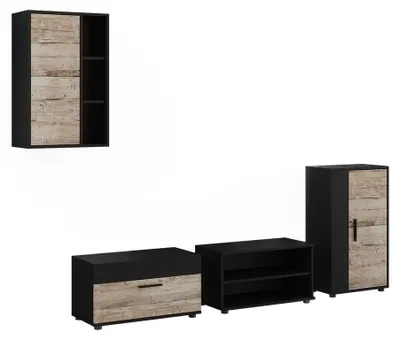 Productafbeelding van Levende wand Vicco Berno, zwart/zandkleurige eik, 4-delige set, model 59226