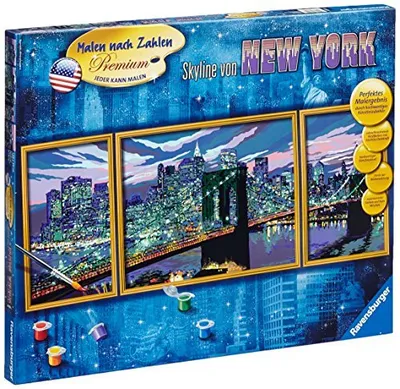 Zdjęcie produktu dla Ravensburger 28951 - Tríptico de pintura por números diseño Rascacielos York, 100 x 40 cm [importado de Alemania], 14 lat(a)