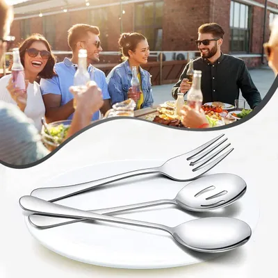 Produktbild von Große silberne Serviergeräte - 10 Stück - rostfreier Stahl