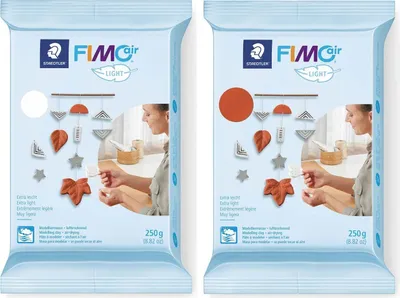 Image de 2 pâtes polymères Polymer-Ton Air Light 250 g blanc + terracotta