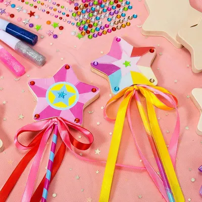 Produktbild von Bastelset Mädchen 12 Stück - Prinzessinnen Zauberstab basteln - Prinzessinnenaccessoires Fest Geschenk - Kindergeburtstag - 3 Jahre
