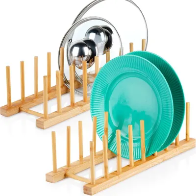 Produktbild von Vilde | Geschirrständer - Für Deckel Und Teller - 2 Stück - Bambus - 34,5 x 12 x 12 cm - Küchenorganisation