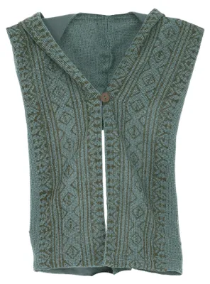 Produktbild von Rückenfreie Boho Weste mit Kapuze, Festival Weste - Taubenblau, Damen, Baumwolle, Jacken, Mäntel & Ponchos