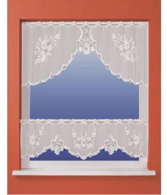 Produktbild von Jacq-Panneau C-Bogen-Set weiß 50+30x140cm - Landhaus-Gardine von Albani