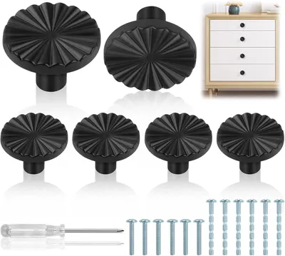 Obrázok produktu pre Nábytkové úchytky 30 mm, 6 ks, okrúhle, čierne, pre skrine