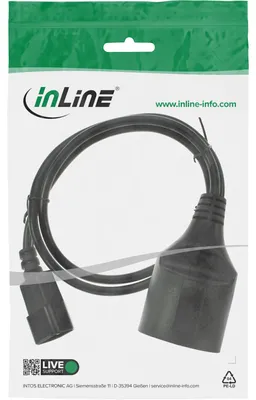 Produktbild von InLine Netz Adapter Kabel, Kaltgeräte C14 auf Schutzkontakt Buchse, 1m, 1 m