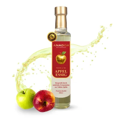 Produktbild von Apfelessig aus Talkim-Äpfeln 250 ml – Naturtrüb, Unfiltriert & Traditionell Fermentiert - Anadoa Naturhaus