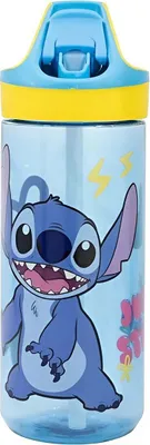 Obrázek produktu pro Disney, dětská láhev na pití z Tritanu Stitch s brčkem Collection Palms, 620 ml, modrá