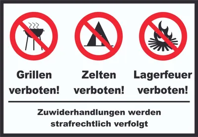 Produktbild von Grillen Zelten Lagerfeuer verboten Schild A1 (594x841mm)