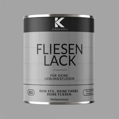 Produktbild von Kenzopaints 750ml Fliesenlack Fliesenfarbe - Weißaluminium (RAL 9006)