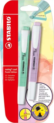 Obrázek produktu pro Textový popisovač - STABILO swing cool Pastel - 2er Pack